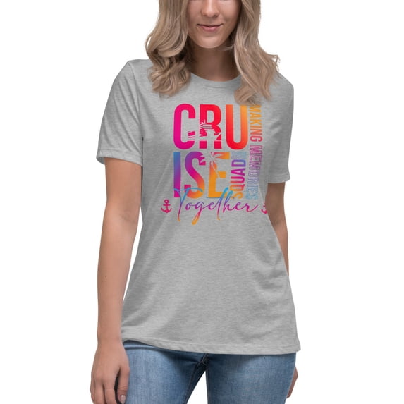 Women's Cruise T-Shirt - Nautical Vacation Tee, Funny Cruise Shirt, Tropical Travel Outfit, Beach Getaway Shirt (Athletic Heather, XL)