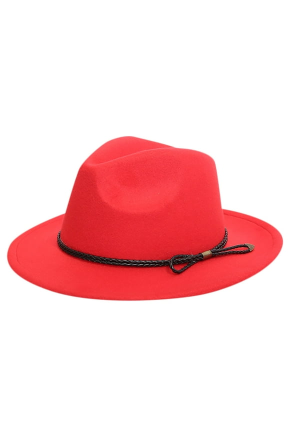 Women's Crushable Wool Felt Outback Hat Panama Hat Wide Brim with Belt
