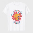 thumbnail image 1 of Women's Crying But Still Trying Graphic T-Shirt, Positive Sun Print Short Sleeve Tee, 1 of 8