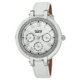 thumbnail image 1 of Women's Crystal-Accented Quartz Multifunction Leather Silver-Tone Strap Watch, 1 of 3
