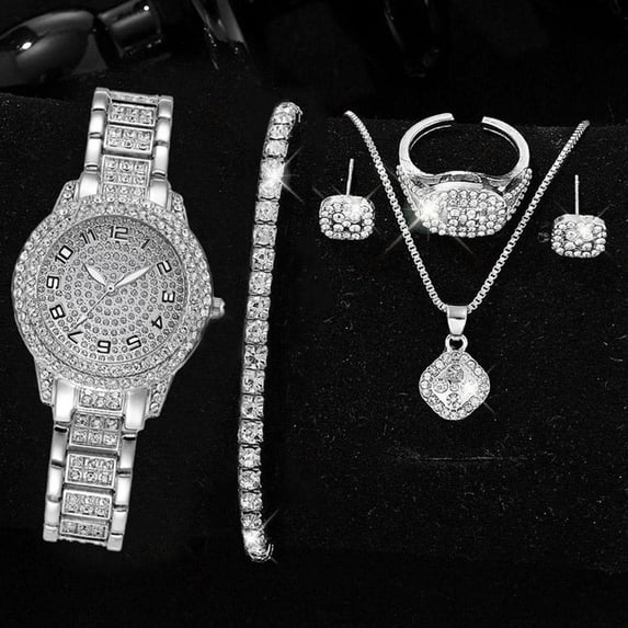 Women's Crystal Bangle Watch & Bracelet Set - Elegant Rhinestone Bling Timepiece for Special Occasions & Gifts