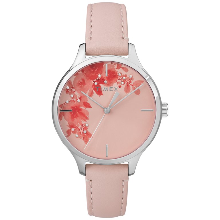 ✔️Timex Womens Crystal Bloom Floral Leather Watch Timex Crystal Bloom Ladies Watch, Floral Dial, White Leather  main image 3