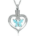thumbnail image 1 of Women's Crystal Butterfly in Heart Urn Necklace Lockets for Human Ashes Pet Cremation Jewelry for Ashes Holder, 1 of 6