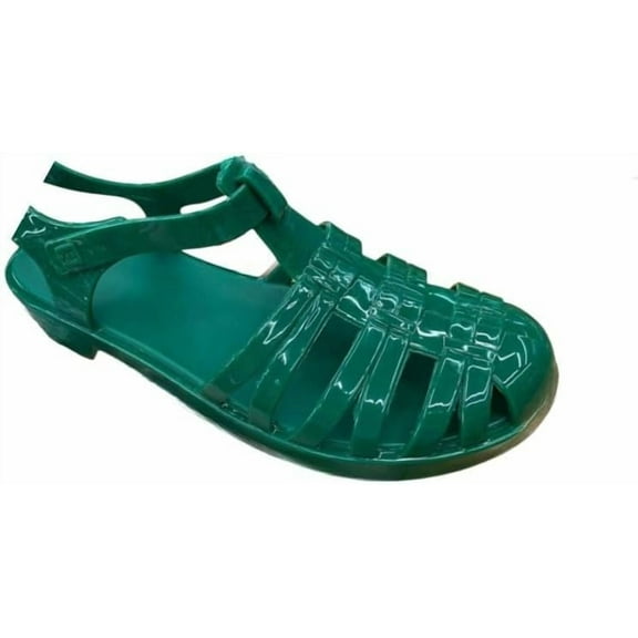 Women's Crystal Jelly Closed-Toe Flats - Summer Beach Shoes with Ankle Strap, Sheer Soft Fisherman Style