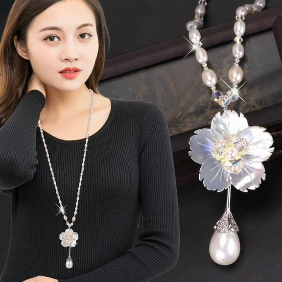 Women's Crystal Sweater Chain Long Pendant Accessories