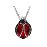 Women's Crystaluxe Ladybug Pendant Necklace with Crystals in Sterling Silver, 18"