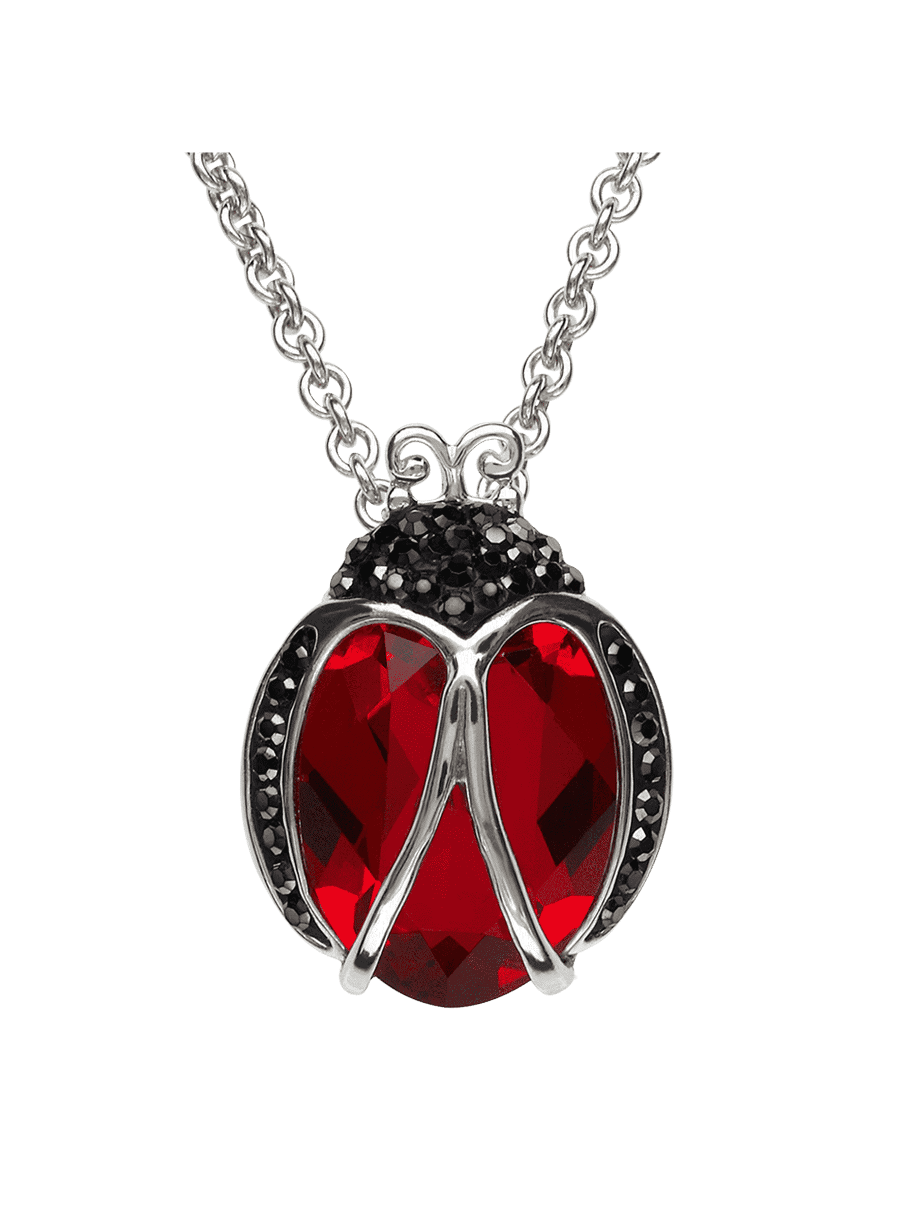 Women's Crystaluxe Ladybug Pendant Necklace with Crystals in