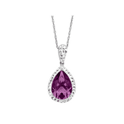 Women's Crystaluxe Pear Pendant Necklace with Purple Crystals in Sterling Silver, 18"