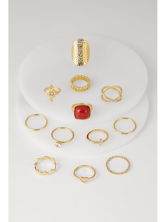 Women's Cubic Zirconia Assorted Rings Set of 12