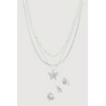 thumbnail image 1 of Women's Cubic Zirconia Butterfly Layered Necklace with Rings Set, 1 of 2