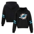thumbnail image 1 of Women's Cuce Black Miami Dolphins Cropped Sequins Pullover Hoodie, 1 of 1