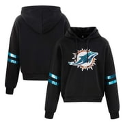 CUCE SHOE Women's Cuce Black Miami Dolphins Cropped Sequins Pullover Hoodie