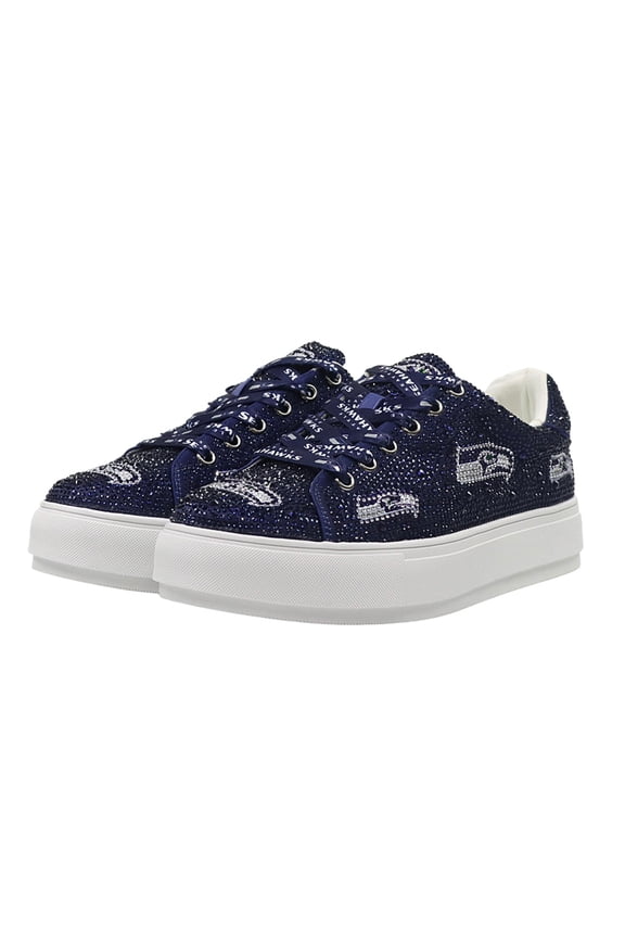 Women's Cuce College Navy Seattle Seahawks Crystal Team Logo Sneakers