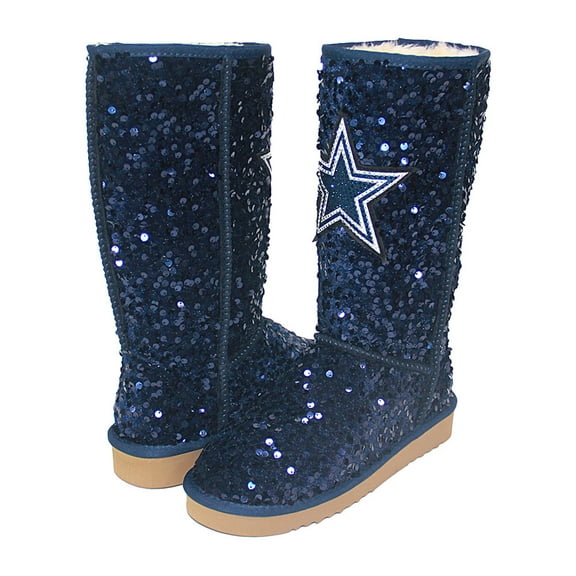 Women's Cuce Navy Dallas Cowboys Tall Sequin Boots