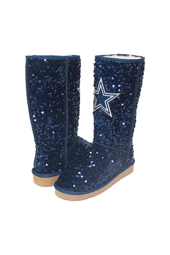 Women's Cuce Navy Dallas Cowboys Tall Sequin Boots