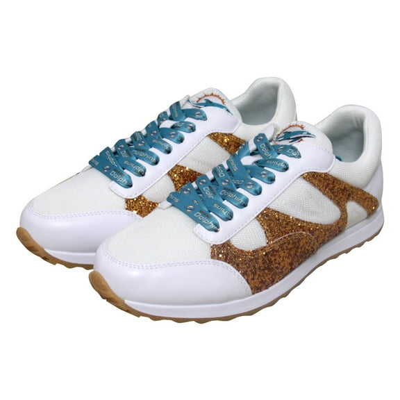 Women's Cuce Orange Miami Dolphins Glitter Sneakers
