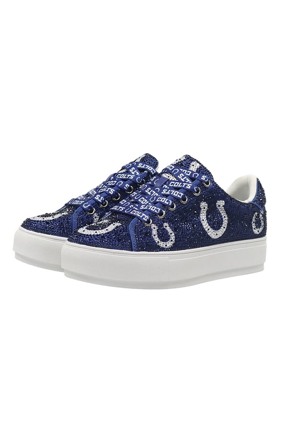 Women's Cuce Royal Indianapolis Colts Crystal Team Logo Sneakers