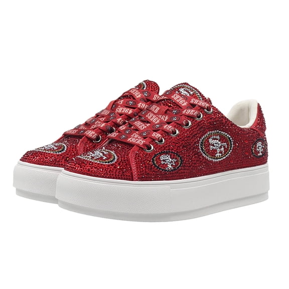 Women's Cuce Scarlet San Francisco 49ers Crystal Team Logo Sneakers