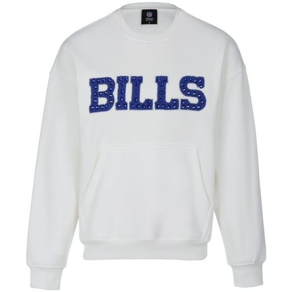 Women's Cuce White Buffalo Bills Chenille Jeweled Sweatshirt