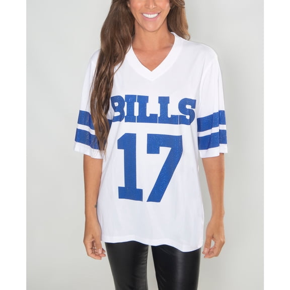 Women's Cuce Josh Allen White Buffalo Bills Crystal V-Neck Tunic