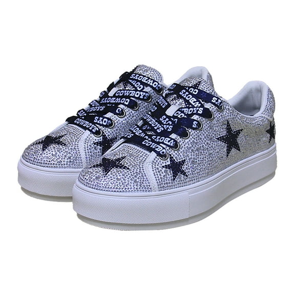 Women's Cuce White Dallas Cowboys Crystal Team Logo Sneakers