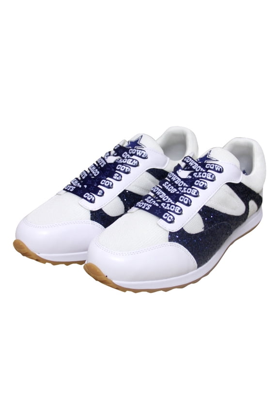 Women's Cuce White Dallas Cowboys Glitter Sneakers