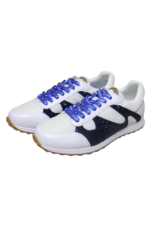 Women's Cuce White Los Angeles Chargers Glitter Sneakers