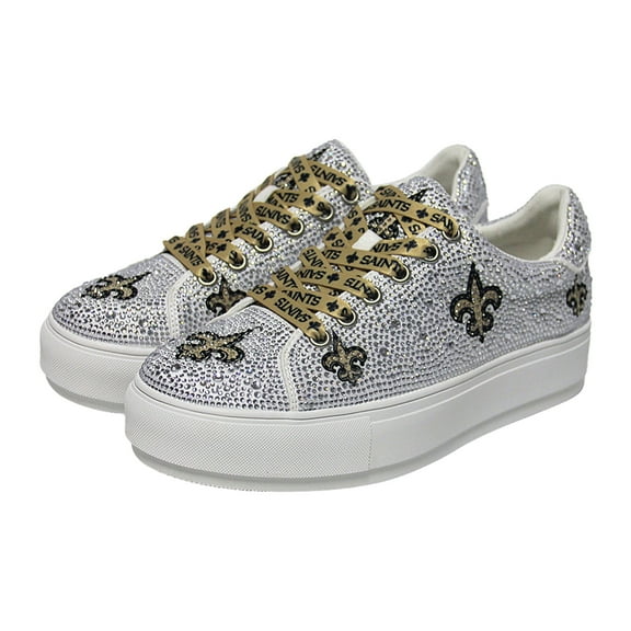 Women's Cuce White New Orleans Saints Crystal Team Logo Sneakers