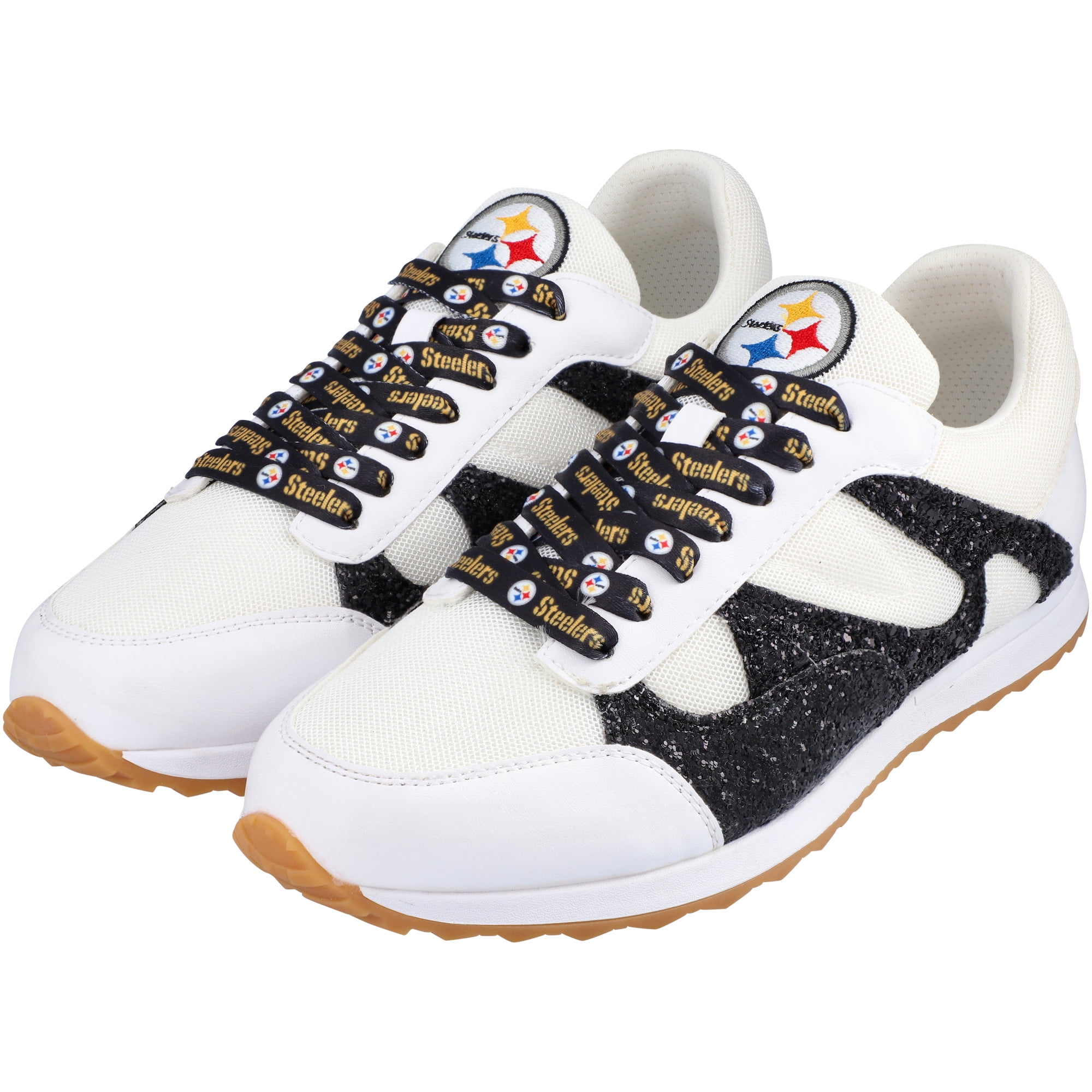 Women's Cuce White Pittsburgh Steelers Glitter Sneakers - Walmart.com