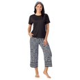 thumbnail image 1 of Women's Cuddl Duds® 2-pc. Pajama Crewneck Top & Pajama Capri Pants Set with Matching Headband Color: Black Ikat Border Size: X LARGE, 1 of 4
