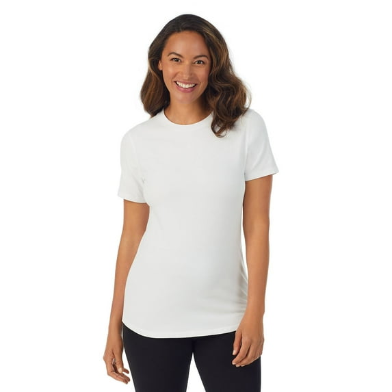 Women's Cuddl Duds® Cottonwear Short Sleeve Top Color: White Size: XS