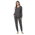 thumbnail image 1 of Women's Cuddl Duds® Cozy Long Sleeve Henley Pajama Top & Pajama Bottoms Set Color: Charcoal Celestial Size: XL LONG, 1 of 4