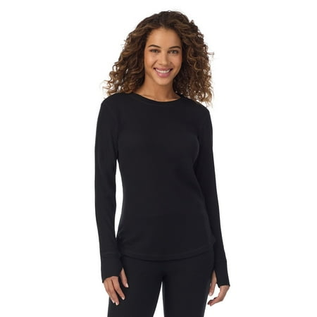 Women's Cuddl Duds® Cozy Stretch Thermal Long Sleeve Crew Top Color: Black Size: X LARGE