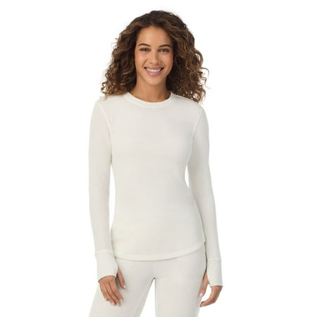 Women's Cuddl Duds® Cozy Stretch Thermal Long Sleeve Crew Top Color: Ivory Size: MEDIUM
