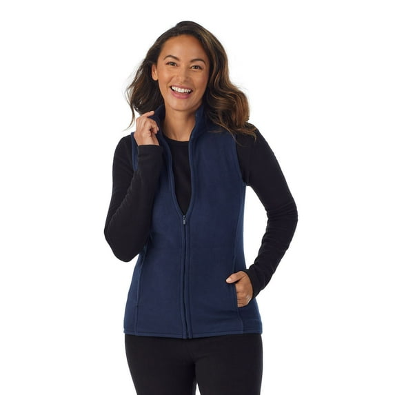 Women's Cuddl Duds® Fleecewear Full Zip Stretch Vest Color: Navy Size: X LARGE