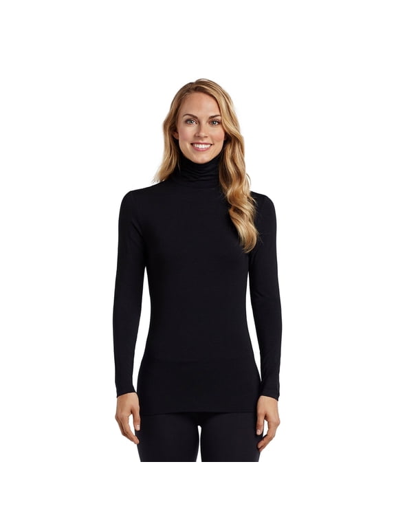 Women's Cuddl Duds® Softwear with Stretch Long Sleeve Turtleneck Top Color: Black Size: MEDIUM