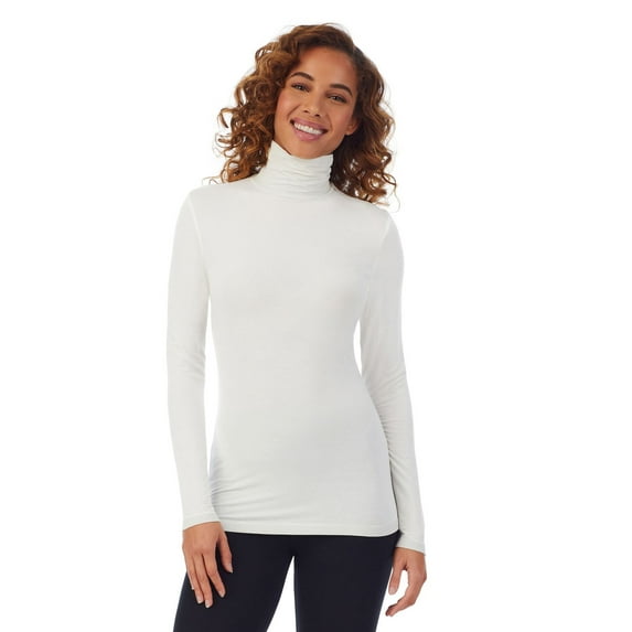 Women's Cuddl Duds® Softwear with Stretch Long Sleeve Turtleneck Top Color: Ivory Size: SMALL