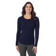 thumbnail image 1 of Women's Cuddl Duds® Stretch Rib Long Sleeve Crew Henley Top Color: Navy Blazer Size: X SMALL, 1 of 4