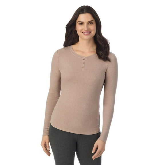 Women's Cuddl Duds® Stretch Rib Long Sleeve Crew Henley Top
