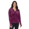 thumbnail image 1 of Women's Cuddl Duds® Stretch Velour Full-Zip Hoodie Color: Purple Size: XL, 1 of 4