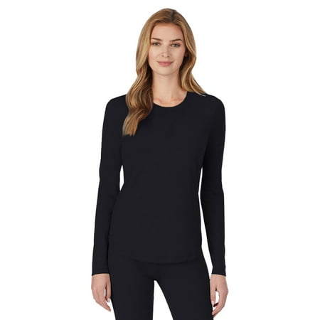 Women's Cuddl Duds® Under Scrubs Crewneck Top Color: Black Size: MEDIUM
