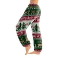 thumbnail image 1 of Women's Cuff Pajama Pants, Christmas Print Flannel Sleepwear, Elastic Waist Casual Lounge Pants, Soft Comfort Sleep Pants for Women,Dark Green,XL, 1 of 6
