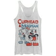 thumbnail image 1 of Women's Cuphead Best Friend Mugman  Racerback Tank Top White Heather 2X Large, 1 of 3