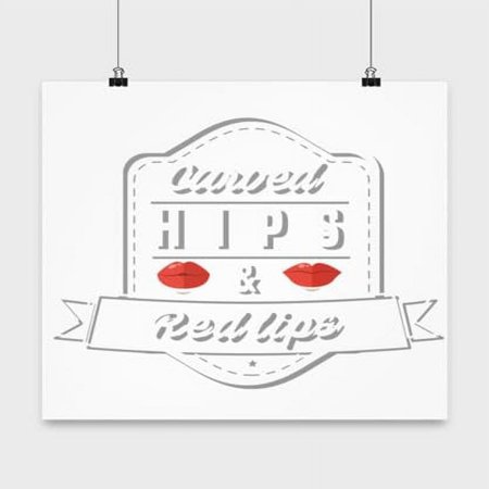 Women's Curved Hips & Red Lips Poster Art, 13x13in Feminine Wall Decor Gift