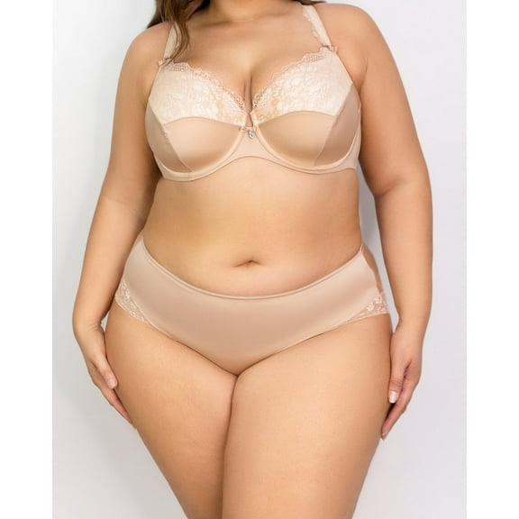 Women's Curvy Couture 1169 Tulip Lace Hipster Panty (Bombshell Nude S)