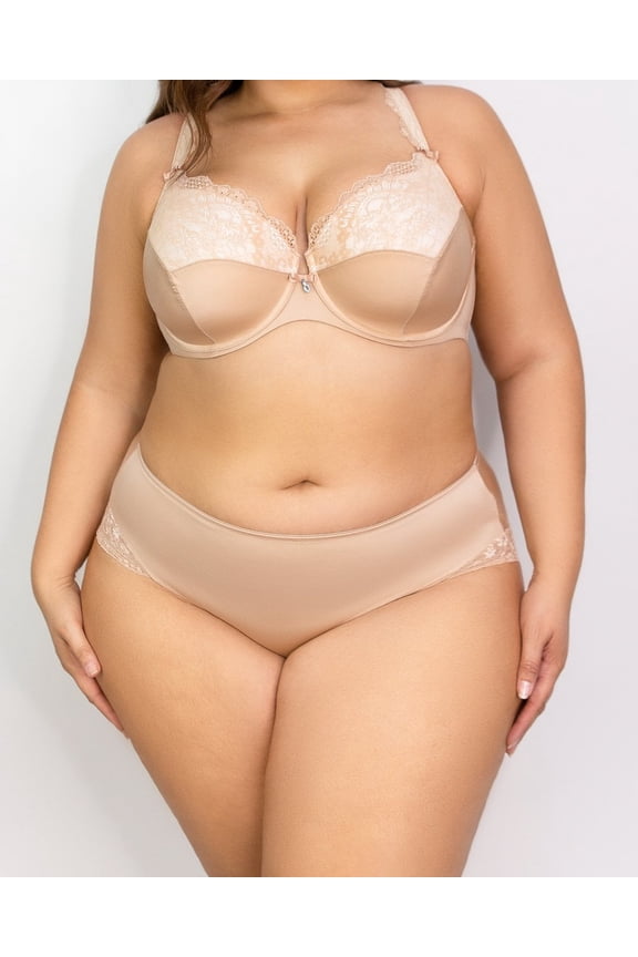 Women's Curvy Couture 1169 Tulip Lace Hipster Panty (Bombshell Nude S)