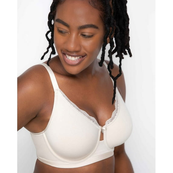 Women's Curvy Couture 1291 Cotton Luxe Unlined Underwire Bra (Natural 40DD)