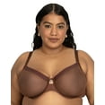 thumbnail image 1 of Women's Curvy Couture 1311 Sheer Mesh Unlined Underwire Bra (Chocolate 44G), 1 of 6