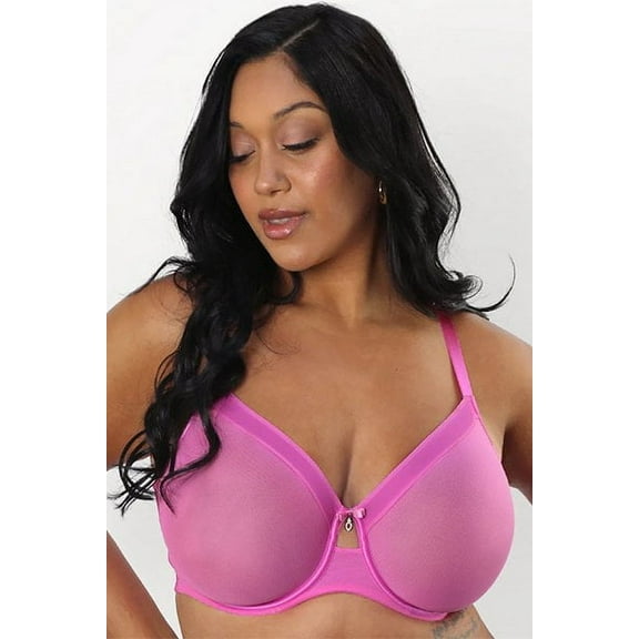 Women's Curvy Couture 1311 Sheer Mesh Unlined Underwire Bra (Flirt 36D)