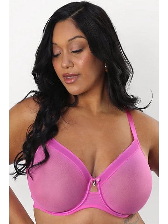 Women's Curvy Couture 1311 Sheer Mesh Unlined Underwire Bra (Flirt 38C)